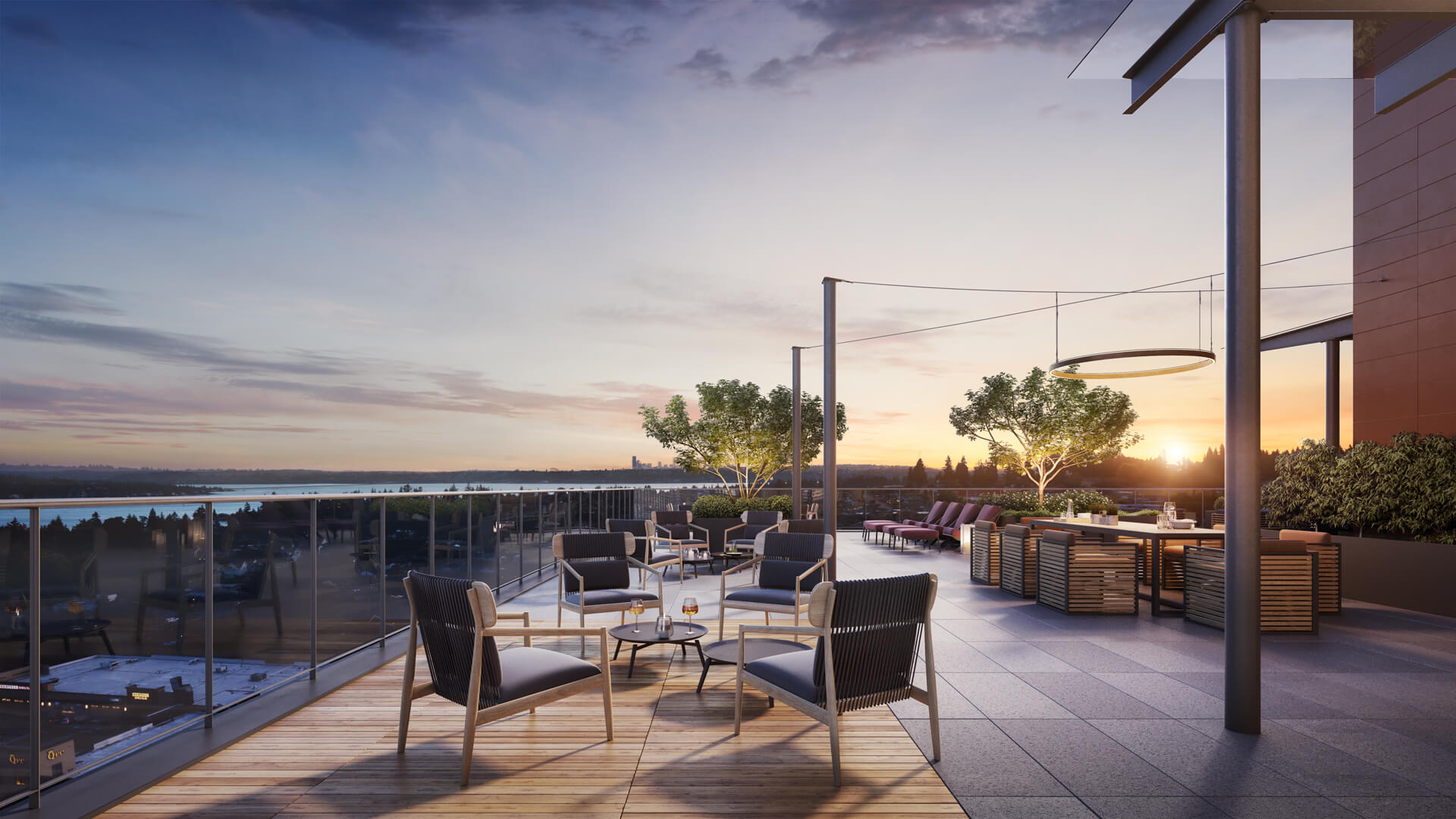 MARI SkyDeck Amenity at Sunset